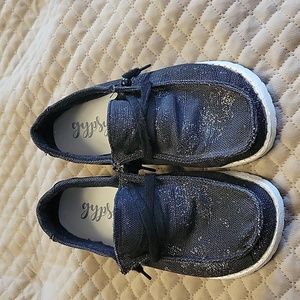 Gypsy Jazz Very G Sparkly Cow Animal Print Slip on Sneakers 6.5 black silver